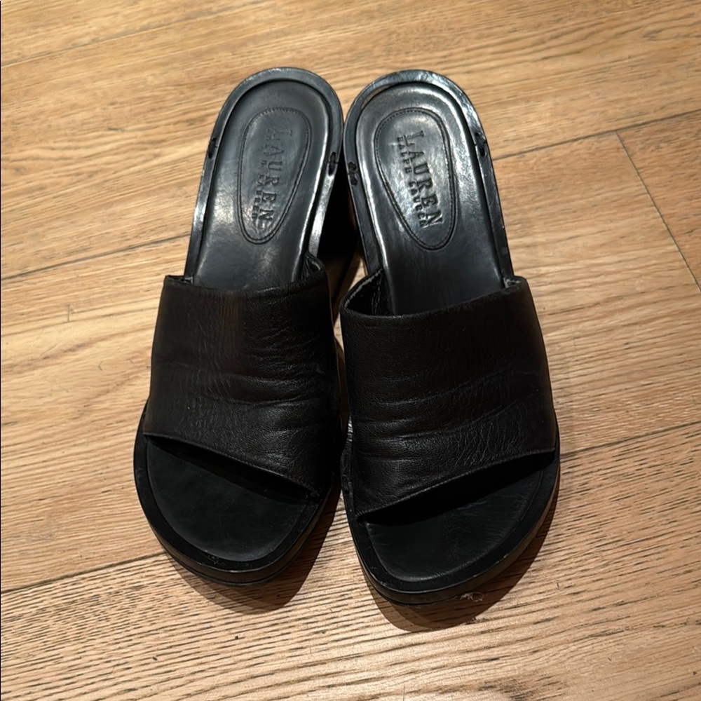 Black Ralph Lauren Women's Slide Sandals, size 8.5